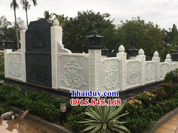 15 Lan can tường bao hàng rào đá trắng nghĩa trang dòng họ khu lăng mộ mồ mả gia đình ông bà bố mẹ đẹp bán Khánh Hòa