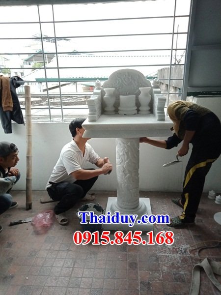 15 Miếu cây hương nhang đá trắng đơn giản không mái thờ ông thiên sơn thần thổ địa cửu trùng đẹp bán tại Lào Cai