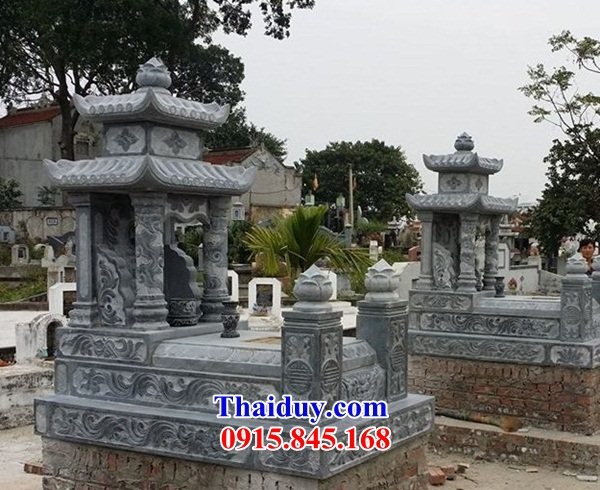 15 Mộ mồ mả ông bà bố mẹ gia đình dòng họ hai mái bằng đá ninh bình bán tại Bắc Giang