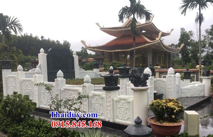16 Mẫu lan can tường bao hàng rào mộ mồ mả đá trắng nghĩa trang gia đình dòng họ đẹp bán Ninh Thuận