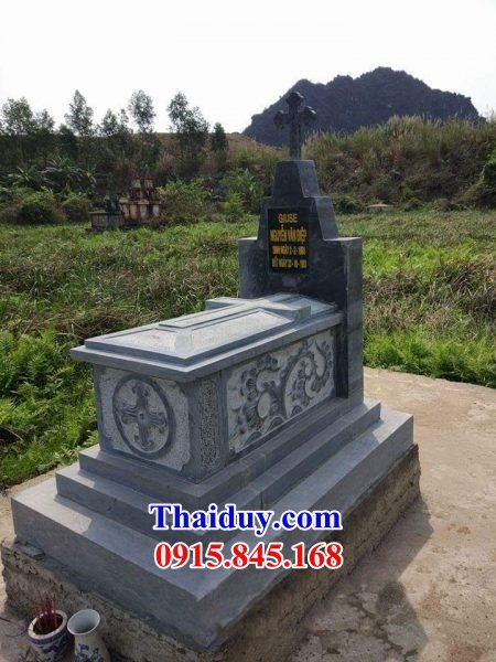 16 Mộ lăng mồ mả công giáo đạo thiên chúa giáo bằng đá tự nhiên nguyên khối đẹp bán tại Yên Bái