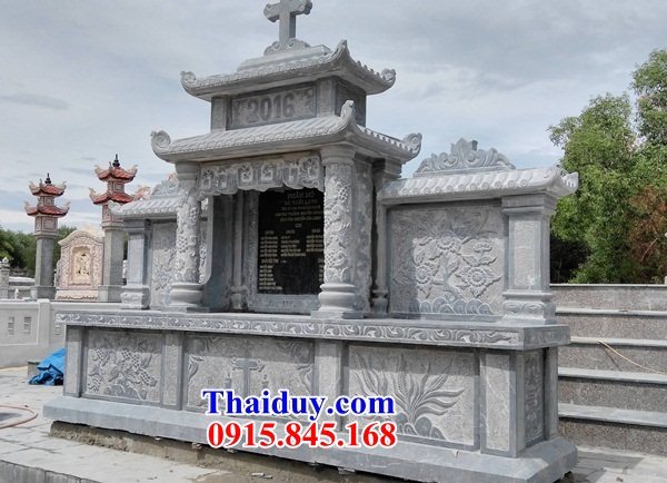 17 Mộ lăng mồ mả công giáo đạo thiên chúa bằng đá tự nhiên nguyên khối đẹp bán tại Hà Giang
