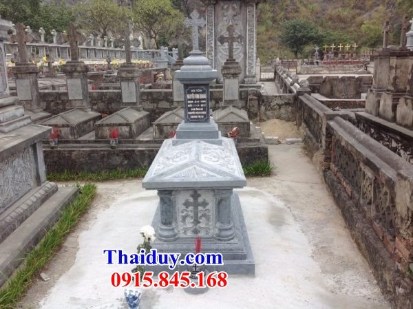 17 Mộ lăng mồ mả công giáo đạo thiên chúa bằng đá xanh đẹp bán tại Hà Giang