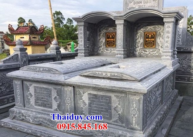18 Mẫu mộ đôi gia đình anh em vợ chồng làm bằng đá liền khối Ninh Bình