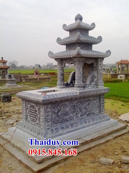 20 Mộ đá nguyên khối ba mái đơn giản chạm khắc hoa văn tinh xảo