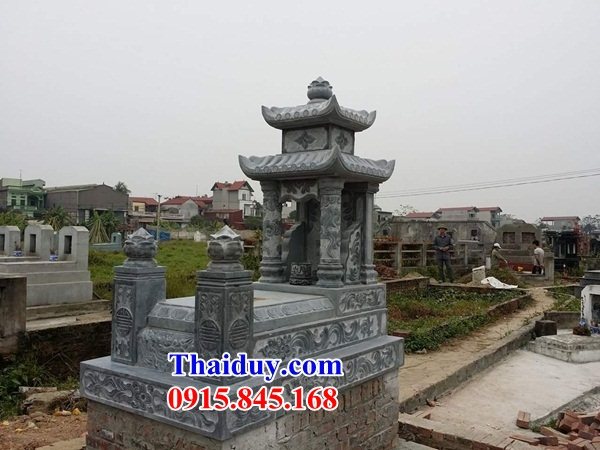 21 Mộ mồ mả bố mẹ ông bà gia đình dòng họ hai mái bằng đá xanh bán tại Quảng Ninh