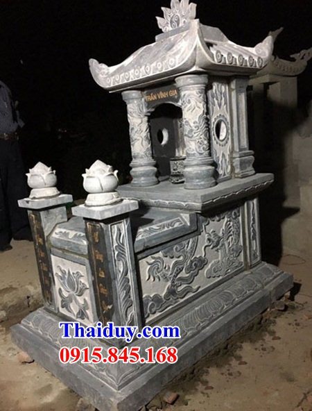 21 Mộ mồ mả đá xanh một mái cất giữ để đựng đổ hũ hộp tro hài cốt gia đình dòng họ ông bà bố mẹ ba má đẹp bán tại Khánh Hòa
