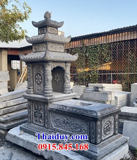 25 Mộ mồ mả đá ba mái cất giữ để đựng hũ hộp tro hài cốt gia đình dòng họ bố mẹ ba má đẹp bán tại Ninh Thuận