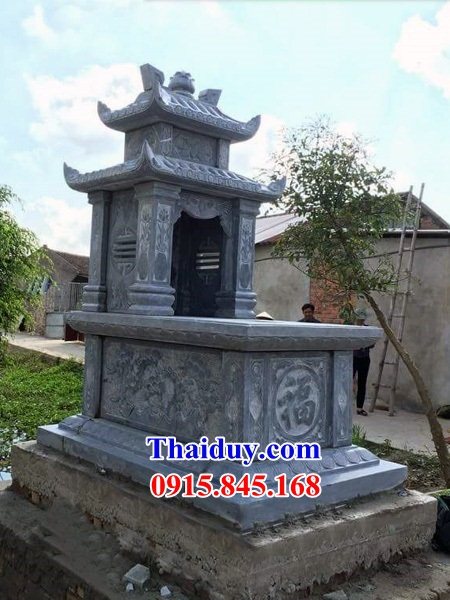 27 Mộ mồ mả hai mái ông bà bố mẹ gia đình dòng họ bằng đá tự nhiên nguyên khối đẹp bán tại Phú Thọ