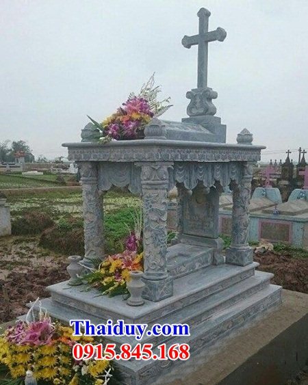 28 Mộ lăng mồ mả công giáo đạo thiên chúa bằng đá tự nhiên nguyên khối đẹp bán tại Quảng Nam