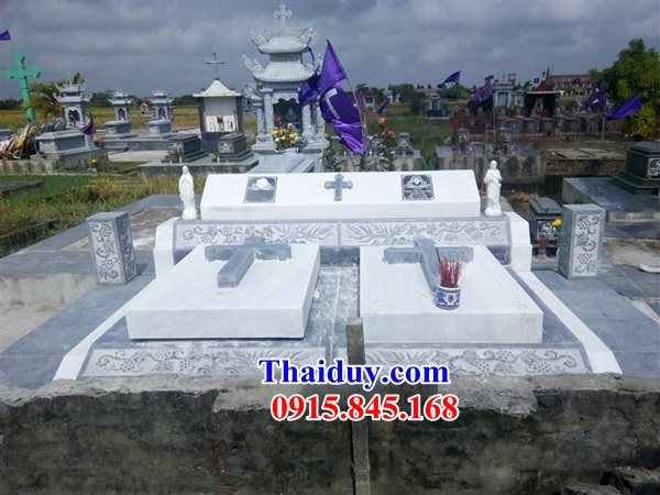 30 Mộ lăng mồ mả công giáo đạo thiên chúa bằng đá trắng đẹp bán tại Bình Định