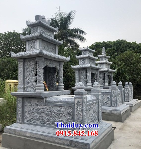 33 Mộ mồ mả đá xanh ba mái cất giữ để đựng hũ hộp tro hài cốt gia đình dòng họ ông bà bố mẹ ba má đẹp bán tại Sài Gòn