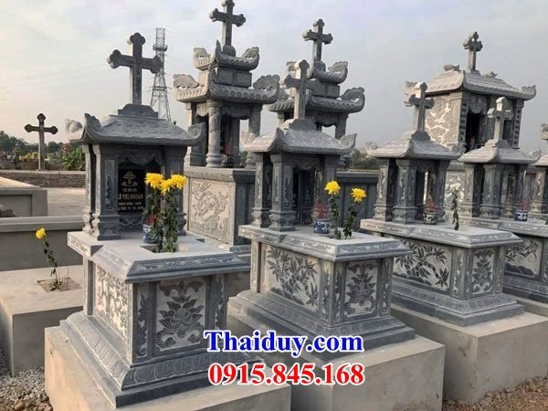 34 Mộ lăng mồ mả công giáo đạo thiên chúa bằng đá xanh đẹp bán tại Bình Thuận