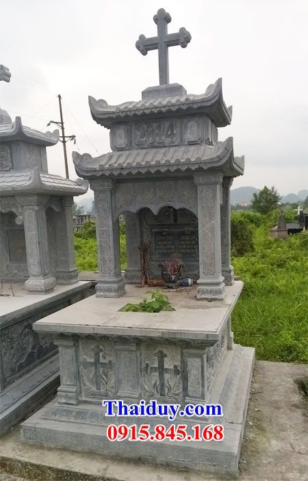 35 Mộ lăng mồ mả công giáo đạo thiên chúa bằng đá xanh đẹp bán tại Kon Tum