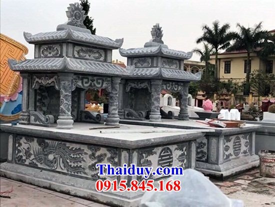 35 Mộ mồ mả gia đình dòng họ ông bà bố mẹ hai mái bằng đá tự nhiên nguyên khối đẹp bán tại Lai Châu