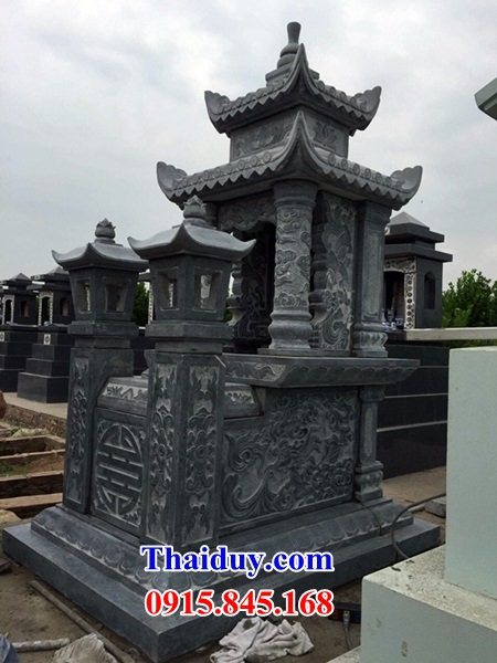36 Mộ mồ mả bố mẹ ông bà gia đình dòng họ hai mái bằng đá xanh đẹp bán tại Thanh Hóa