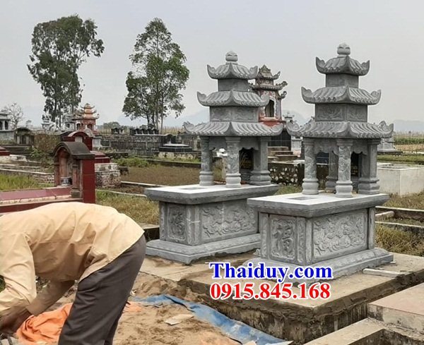 36 Mộ mồ mả đá xanh ba mái cất giữ để đựng hũ hộp tro hài cốt gia đình dòng họ ông bà bố mẹ ba má đẹp bán tại Đồng Nai