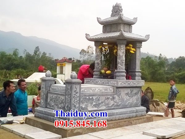 37 Mộ mồ mả bố mẹ ông bà gia đình dòng họ hai mái bằng đá thanh hóa đẹp bán tại Nghệ An