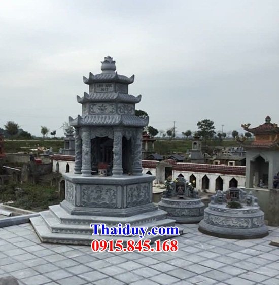38 Mộ mồ mả đá ba mái cất giữ đựng để hũ hộp hũ tro hài cốt gia đình dòng họ ông bà bố mẹ ba má đẹp bán tại An Giang
