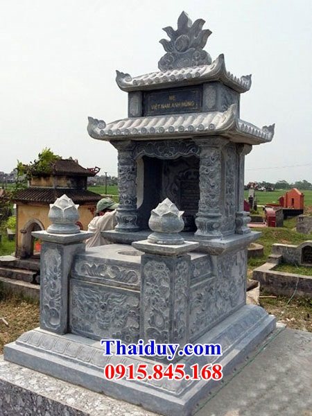 39 Mộ mồ mả hai mái gia đình dòng họ ông bà bố mẹ bằng đá đẹp bán tại Quảng Bình