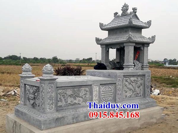 40 Mộ mồ mả gia đình dòng họ ông bà bố mẹ hai mái bằng đá xanh đẹp bán tại Quảng Trị
