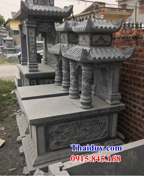 42 Mộ mồ mả gia đình dòng họ ông bà bố mẹ hai mái bằng đá tự nhiên nguyên khối đẹp bán tại Đà Nẵng