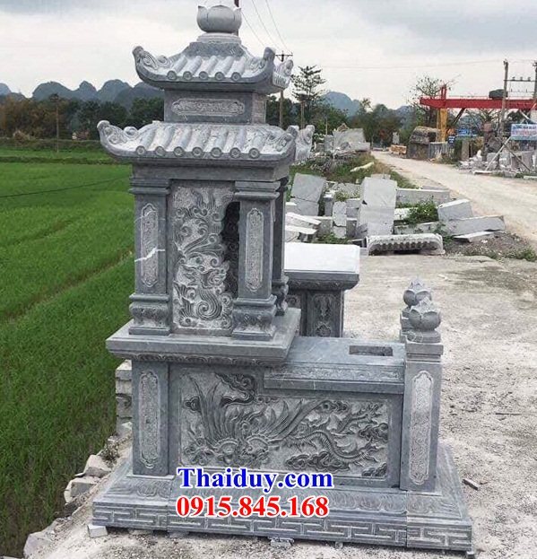42 Mộ mồ mả gia đình dòng họ ông bà bố mẹ hai mái bằng đá xanh đẹp bán tại Đà Nẵng