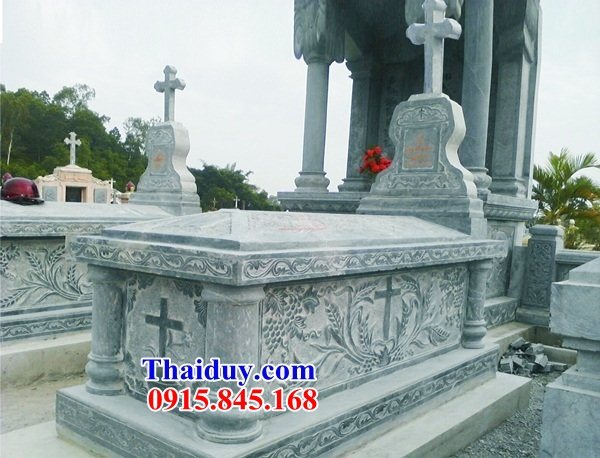 43 Mộ lăng mồ mả công giáo đạo thiên chúa bằng đá tự nhiên nguyên khối đẹp bán tại Bình Phước