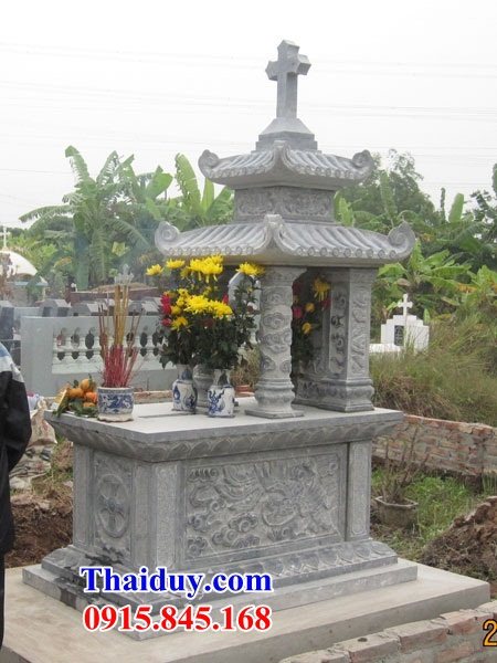 43 Mộ lăng mồ mả công giáo đạo thiên chúa bằng đá xanh đẹp bán tại Bình Phước