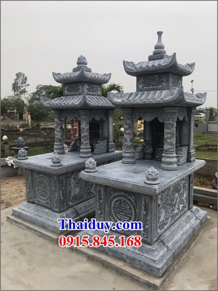 43 Mộ mồ mả ông bà bố mẹ gia đình dòng họ hai mái bằng đá ninh bình đẹp bán tại Quảng Nam