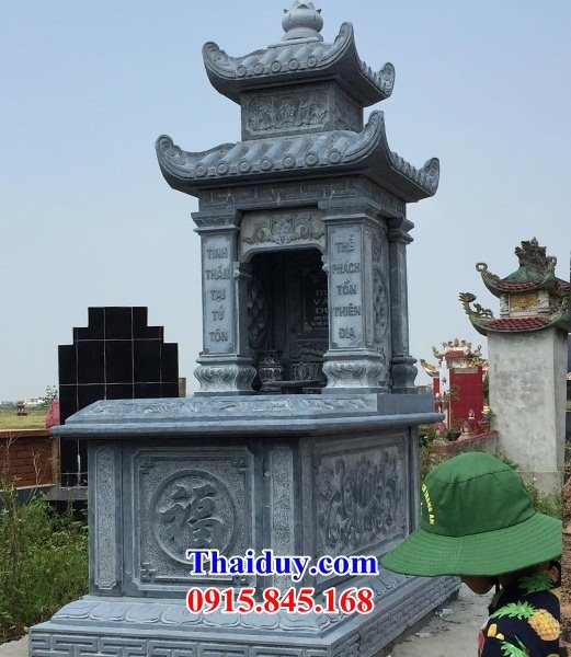 43 Mộ mồ mả ông bà bố mẹ gia đình dòng họ hai mái bằng đá xanh bán tại Quảng Nam