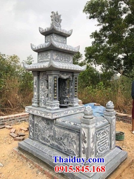 45 Mộ mồ mả đá xanh ba mái cất giữ đựng để hũ tro hài cốt gia đình ông bà bố mẹ ba má đẹp bán tại Kiên Giang