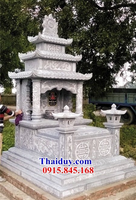 45 Mộ mồ mả đôi hai ba ngôi liền nhau cất giữ để đựng hũ tro cốt gia đình dòng họ ông bà bố mẹ ba má bằng đá đẹp bán tại An Giang