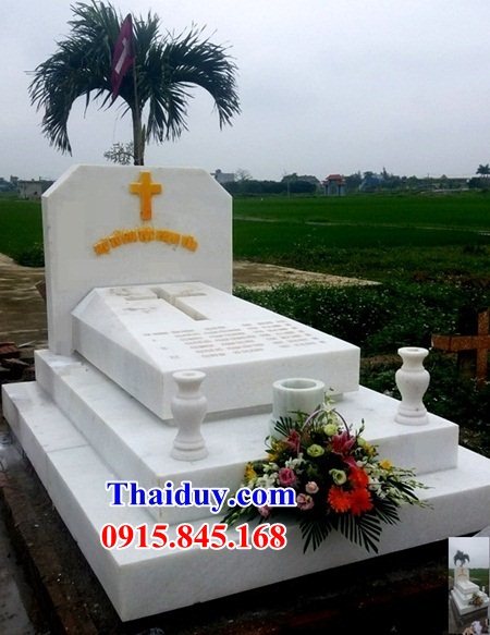 46 Mộ lăng mồ mả công giáo đạo thiên chúa bằng đá trắng đẹp bán tại An Giang