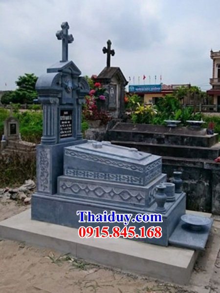 46 Mộ lăng mồ mả công giáo đạo thiên chúa bằng đá xanh đẹp bán tại An Giang