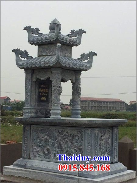 46 Mộ mồ mả ông bà bố mẹ gia đình dòng họ hai mái bằng đá xanh đẹp bán tại Phú Yên