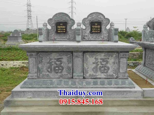47 Mộ mồ mả đôi hai ba ngôi liền nhau cất giữ đựng để hũ tro hài cốt gia đình dòng họ ông bà bố mẹ ba má bằng đá xanh đẹp bán tại Đồng Nai