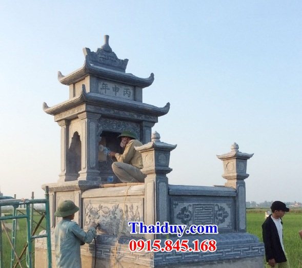 49 Mộ mồ mả hai mái bằng đá tự nhiên nguyên khối cất giữ để đựng hũ hộp tro hài cốt gia đình dòng họ ông bà bán tại Bình Thuận