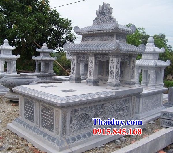 52 Mộ mồ mả đôi bằng đá tự nhiên nguyên khối đẹp cất giữ để hũ hộp tro hài cốt gia đình dòng họ ông bà bố mẹ ba má hai ba ngôi liền nhau bán tại Lâm Đồng