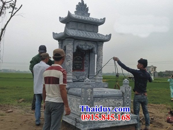 54 Mộ mồ mả hai mái bằng đá xanh cất giữ để đựng hũ hộp tro hài cốt ông bà bố mẹ ba má đẹp bán tại Lâm Đồng