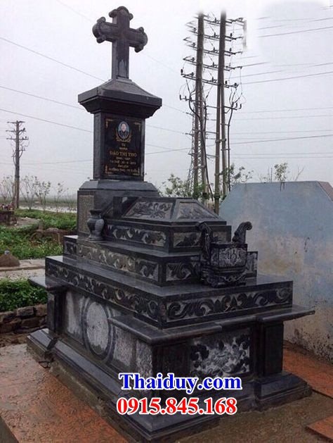 55 Mộ mồ mả cất giữ để hũ tro hài cốt gia đình dòng họ công giáo đạo thiên chúa bằng đá đẹp bán tại Tiền Giang