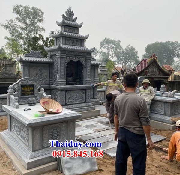 55 Mộ mồ mả đá xanh liền nguyên khối cao cấp hiện đại đơn giản không mái tam ba năm cấp đẹp bán tại Hà Giang