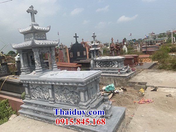 57 Mộ lăng mồ mả cất giữ để hũ tro hài cốt gia đình dòng họ công giáo đạo thiên chúa bằng đá thanh hóa đẹp bán tại Vĩnh Long