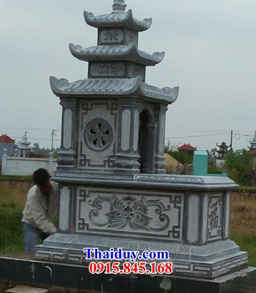 58 Mộ mồ mả đá xanh ba mái gia đình dòng họ ông bà bố mẹ đẹp bán tại Lạng Sơn