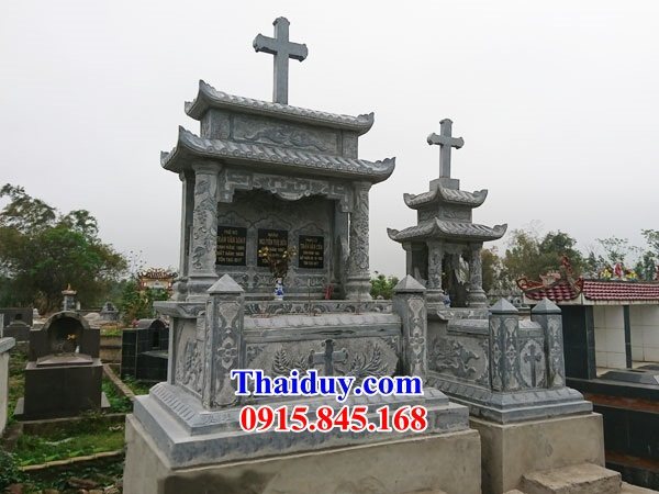 61 Mộ mồ mả cất giữ để hũ tro hài cốt gia đình dòng họ đôi hai ba ngôi liền nhau công giáo đạo thiên chúa bằng đá bán tại Bà Rịa Vũng Tàu