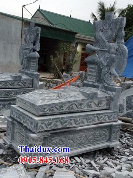 62 Mộ lăng mồ mả cất giữ để hũ tro hài cốt công giáo đạo thiên chúa bằng đá xanh đẹp bán tại Hà Nội