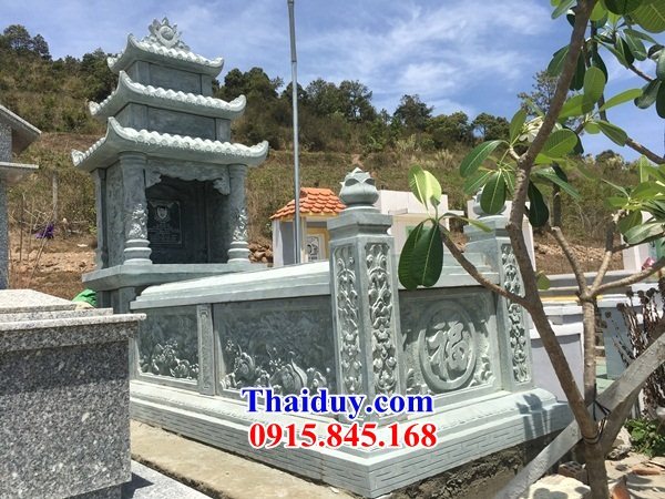 63 Mộ mồ mả đá xanh rêu gia đình ông bà bố mẹ ba mái đẹp bán tại Thái Bình