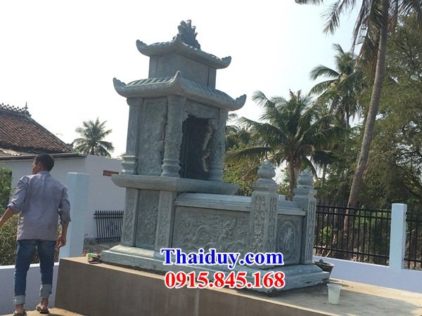 64 Mộ mồ mả hai mái bằng đá cất giữ để đựng hũ hộp tro hài cốt gia đình dòng họ bố mẹ ba má đẹp bán tại Cà Mau