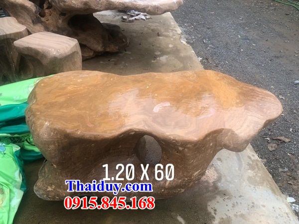 87 Mẫu bộ bàn ghế đá vàng vân gỗ đẹp trang trí sân vườn biệt thự bán tại Hà Nội