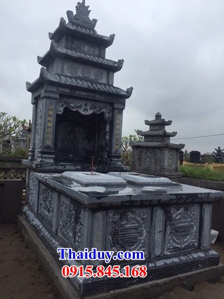 Lăng mộ đôi hai người bằng đá nguyên khối kích thước lớn thiết kế đơn giản